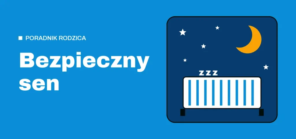 Ilustracja: łóżeczko pod nocnym niebem – poradnik o bezpiecznym śnie niemowlęcia